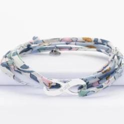 HappyBulle Bracelet infini 3 tours Liberty personnalisé médaille gravée argent 25x10mm Argent rhodié 925