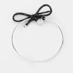 New HappyBulle Bracelet jonc argent et cordon pailleté Argent rhodié 925