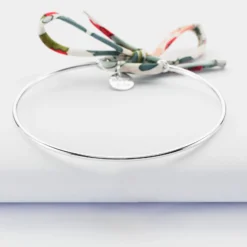 Online HappyBulle Bracelet jonc argent et cordon Liberty Argent rhodié 925