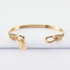 Online HappyBulle Bracelet jonc personnalisé "Le lien" médaille gravée plaqué or 10 mm - x Lilylovesfashion