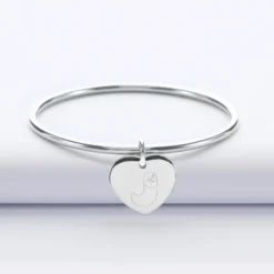 Hot HappyBulle Bracelet jonc personnalisé médaille gravée acier coeur 20x18 mm - x Barbapapa