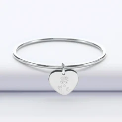 Hot HappyBulle Bracelet jonc personnalisé médaille gravée acier coeur 20x18 mm - x Barbapapa