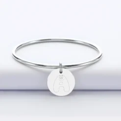Clearance HappyBulle Bracelet jonc personnalisé médaille gravée acier 20 mm - x Barbapapa