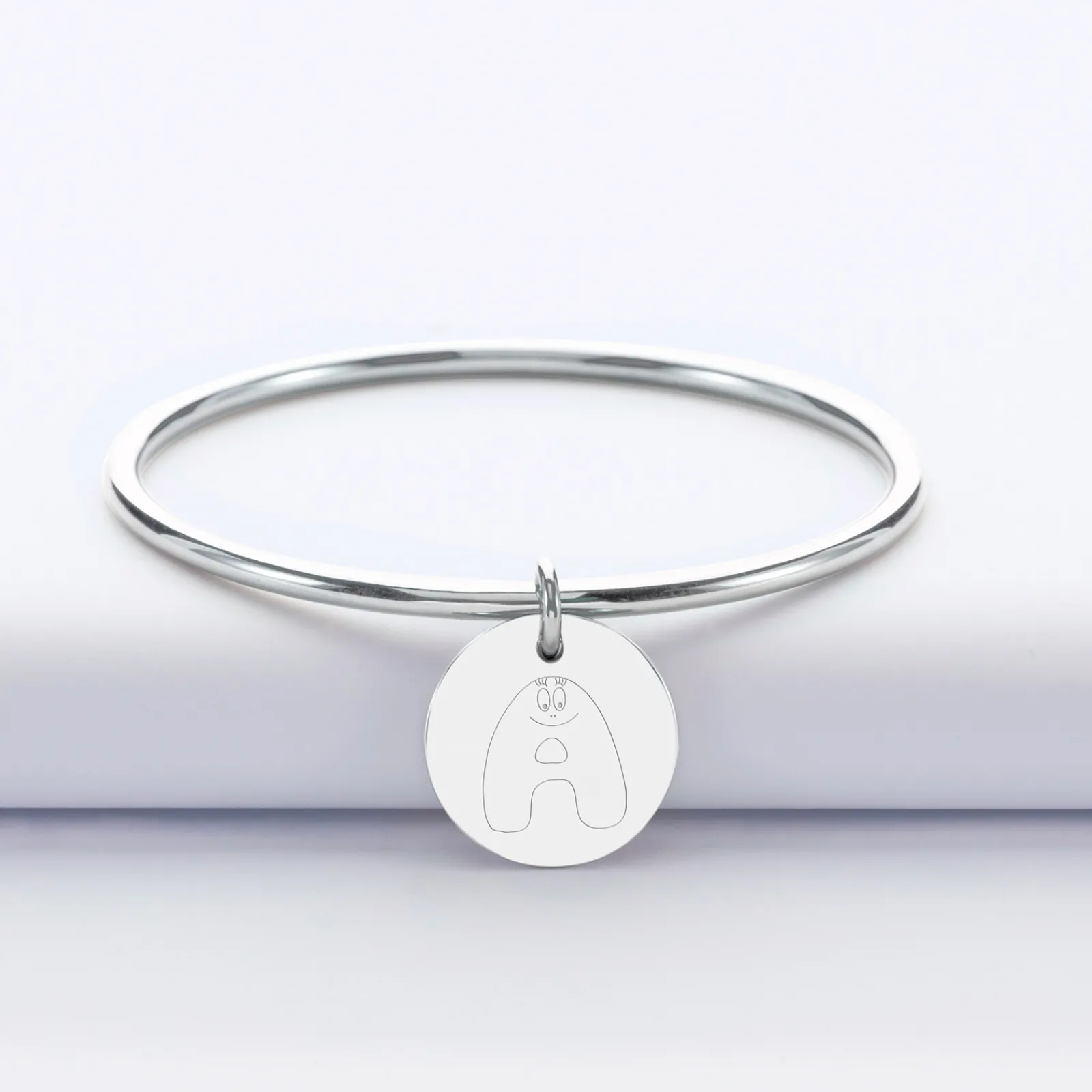 Clearance HappyBulle Bracelet jonc personnalisé médaille gravée acier 20 mm - x Barbapapa
