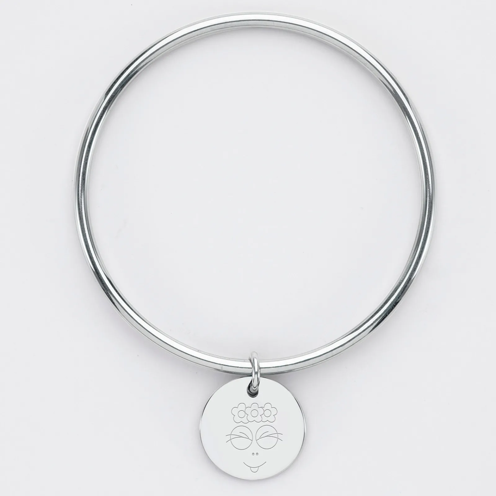 Clearance HappyBulle Bracelet jonc personnalisé médaille gravée acier 20 mm - x Barbapapa
