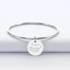 Sale HappyBulle Bracelet jonc personnalisé médaille gravée acier 20 mm
