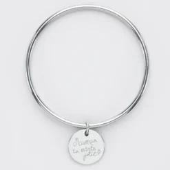 Sale HappyBulle Bracelet jonc personnalisé médaille gravée acier 20 mm
