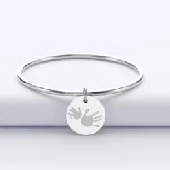Sale HappyBulle Bracelet jonc personnalisé médaille gravée acier 20 mm