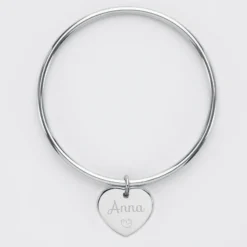 Clearance HappyBulle Bracelet jonc personnalisé médaille gravée acier coeur 20x18 mm