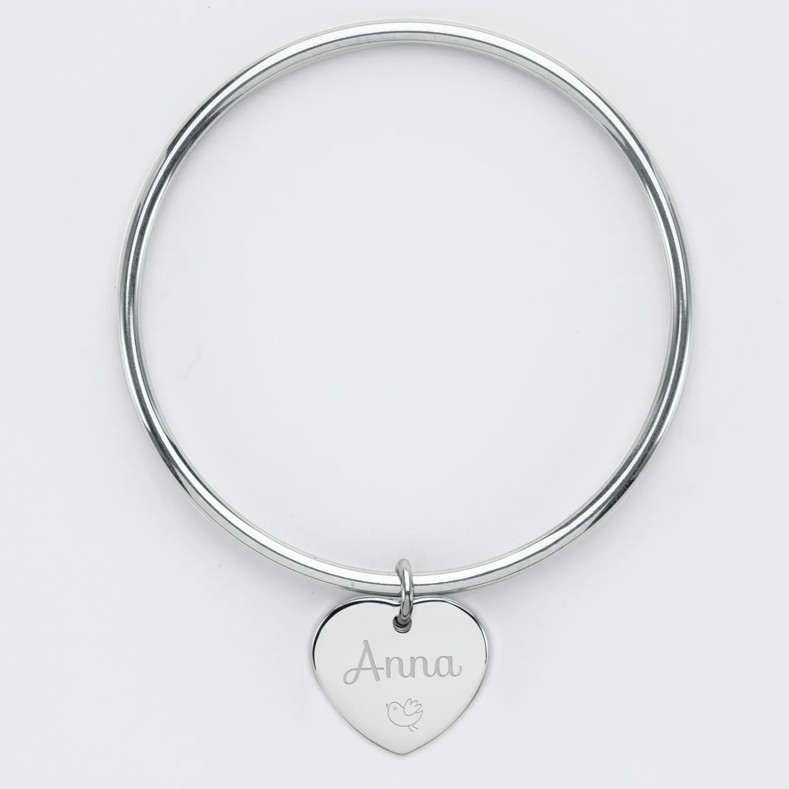 Clearance HappyBulle Bracelet jonc personnalisé médaille gravée acier coeur 20x18 mm