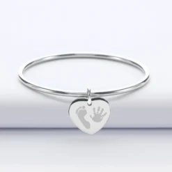 Clearance HappyBulle Bracelet jonc personnalisé médaille gravée acier coeur 20x18 mm