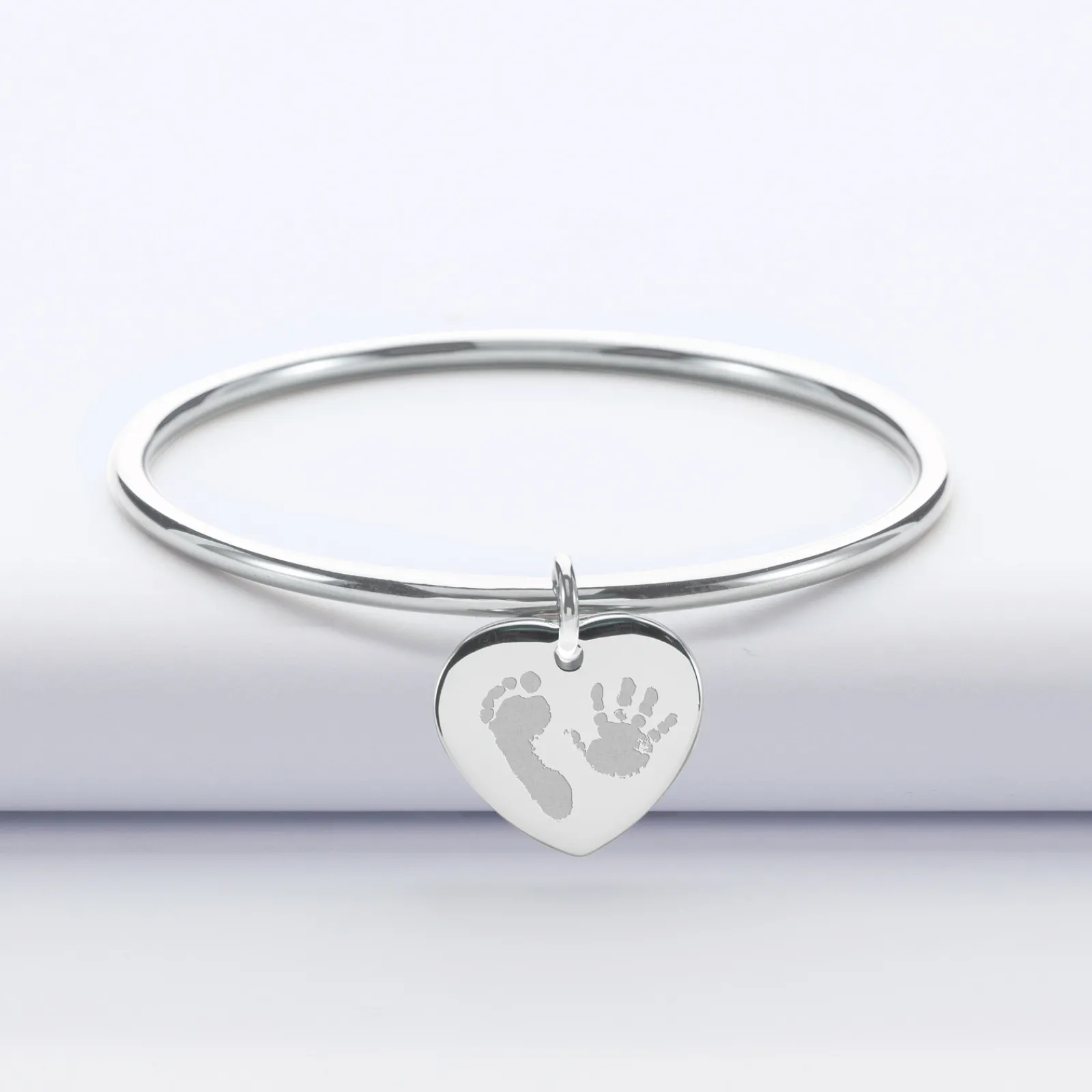 Clearance HappyBulle Bracelet jonc personnalisé médaille gravée acier coeur 20x18 mm