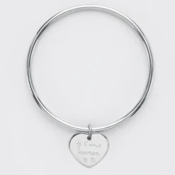 Clearance HappyBulle Bracelet jonc personnalisé médaille gravée acier coeur 20x18 mm