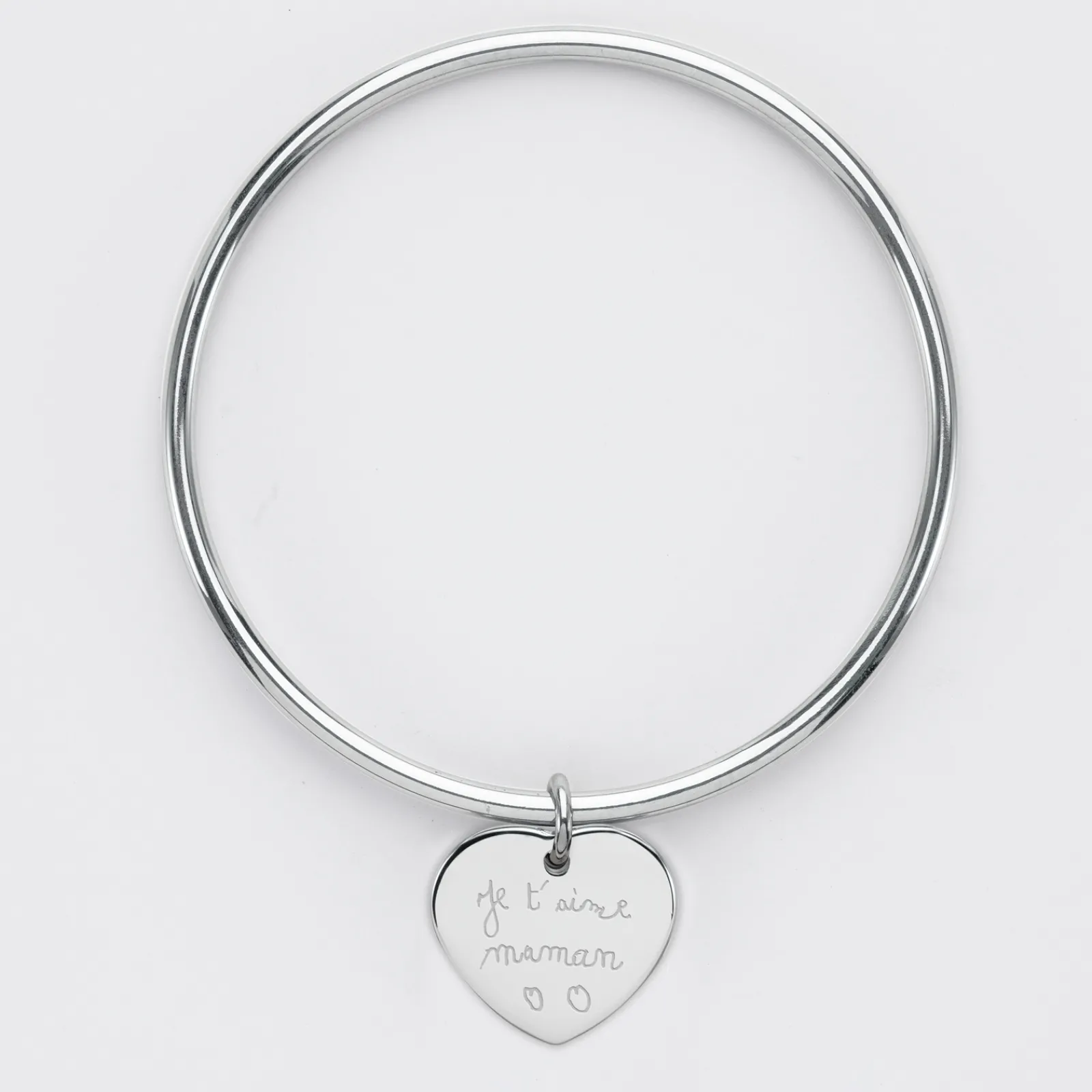 Clearance HappyBulle Bracelet jonc personnalisé médaille gravée acier coeur 20x18 mm