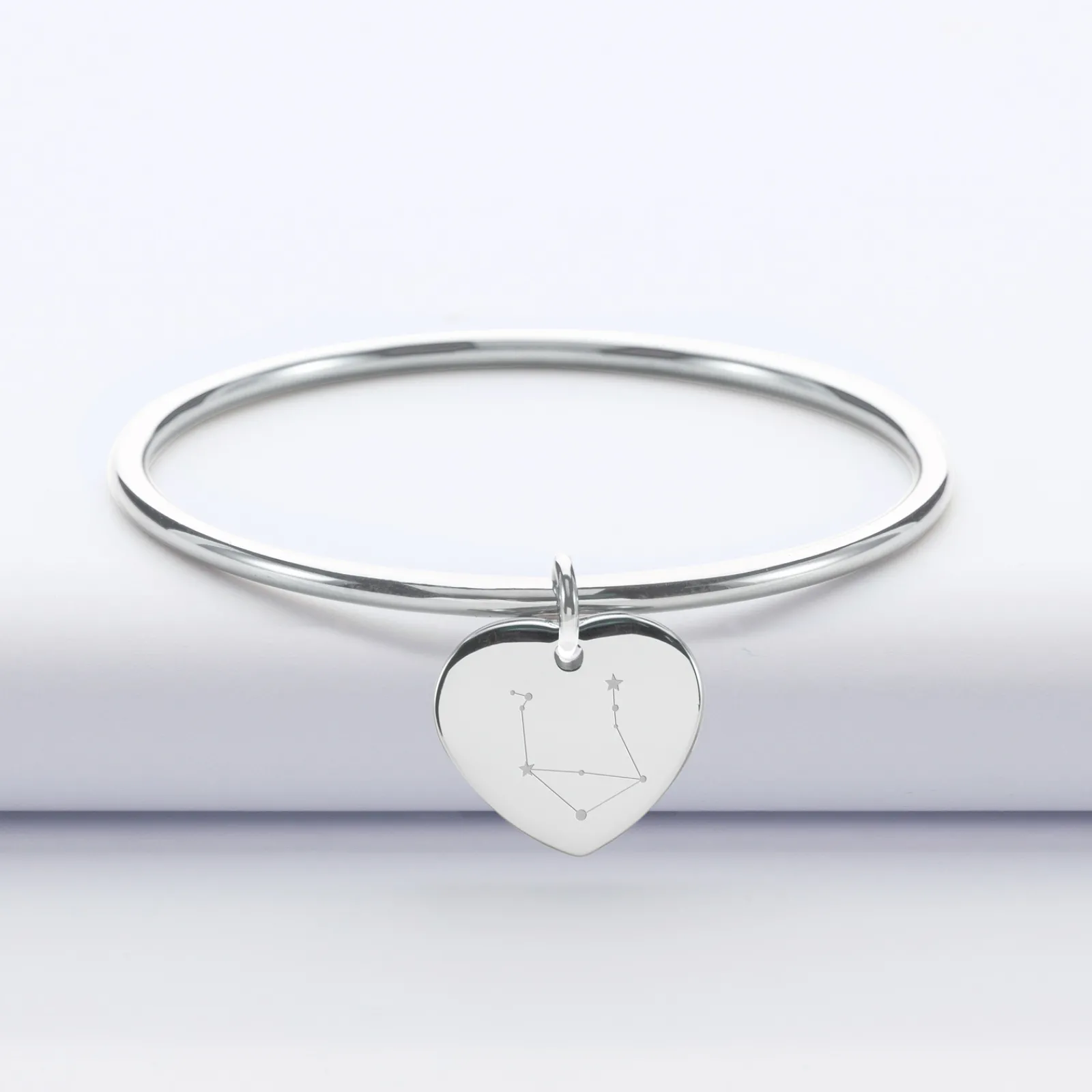 Clearance HappyBulle Bracelet jonc personnalisé médaille gravée acier coeur 20x18 mm