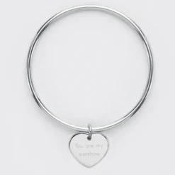 Clearance HappyBulle Bracelet jonc personnalisé médaille gravée acier coeur 20x18 mm