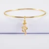 Sale HappyBulle Bracelet jonc plaqué or breloque rose 19 mm