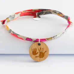 Clearance HappyBulle Bracelet Liberty personnalisé médaille gravée dormeuse ronde 20 mm Bois
