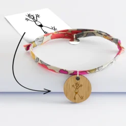 Clearance HappyBulle Bracelet Liberty personnalisé médaille gravée dormeuse ronde 20 mm Bois