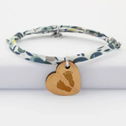 Hot HappyBulle Bracelet Liberty personnalisé médaille gravée dormeuse coeur 19x21 mm Bois