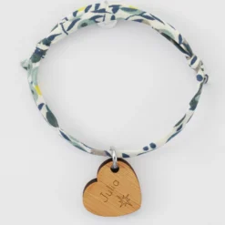 Hot HappyBulle Bracelet Liberty personnalisé médaille gravée dormeuse coeur 19x21 mm Bois