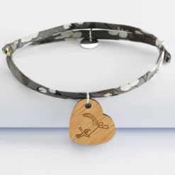Hot HappyBulle Bracelet Liberty personnalisé médaille gravée dormeuse coeur 19x21 mm Bois