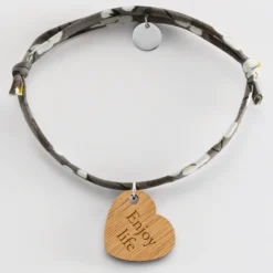 Hot HappyBulle Bracelet Liberty personnalisé médaille gravée dormeuse coeur 19x21 mm Bois