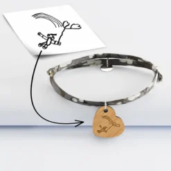 Hot HappyBulle Bracelet Liberty personnalisé médaille gravée dormeuse coeur 19x21 mm Bois