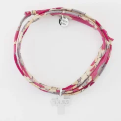 Sale HappyBulle Bracelet Liberty 3 tours personnalisé médaille gravée argent croix 15x13 mm Argent rhodié 925