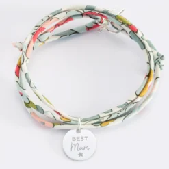 New HappyBulle Bracelet Maman 3 tours Liberty personnalisé médaille gravée argent 15 mm