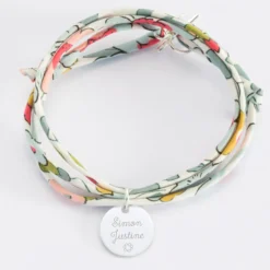 New HappyBulle Bracelet Maman 3 tours Liberty personnalisé médaille gravée argent 15 mm