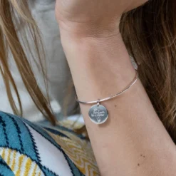 Online HappyBulle Bracelet Mariée personnalisé jonc argent médaille gravée 15 mm Argent rhodié 925