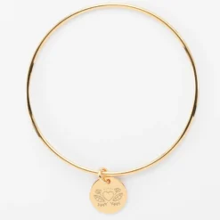 Discount HappyBulle Bracelet Mariée personnalisé jonc plaqué or médaille gravée 15 mm Plaqué or 18k