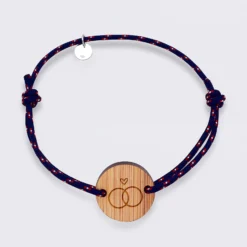 Online HappyBulle Bracelet Marié personnalisé cordage marin simple médaille gravée bois ronde 2 trous 21 mm