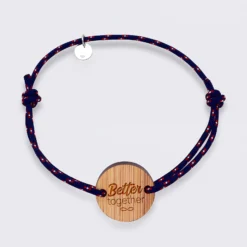 Online HappyBulle Bracelet Marié personnalisé cordage marin simple médaille gravée bois ronde 2 trous 21 mm
