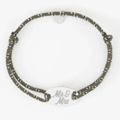 Online HappyBulle Bracelet Marié personnalisé cordage marin simple médaille gravée argent ovale 25x16 mm