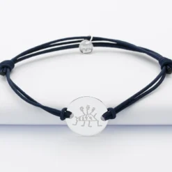 New HappyBulle Bracelet Meilleur cordon doublé médaille gravée argent 2 trous 20 mm Papa