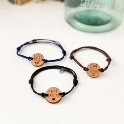Online HappyBulle Bracelet papa homme médaille gravée bois ronde 21 mm - Edition spéciale 