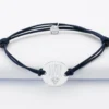 HappyBulle Bracelet Papa personnalisé cordon doublé médaille gravée argent 2 trous 20 mm