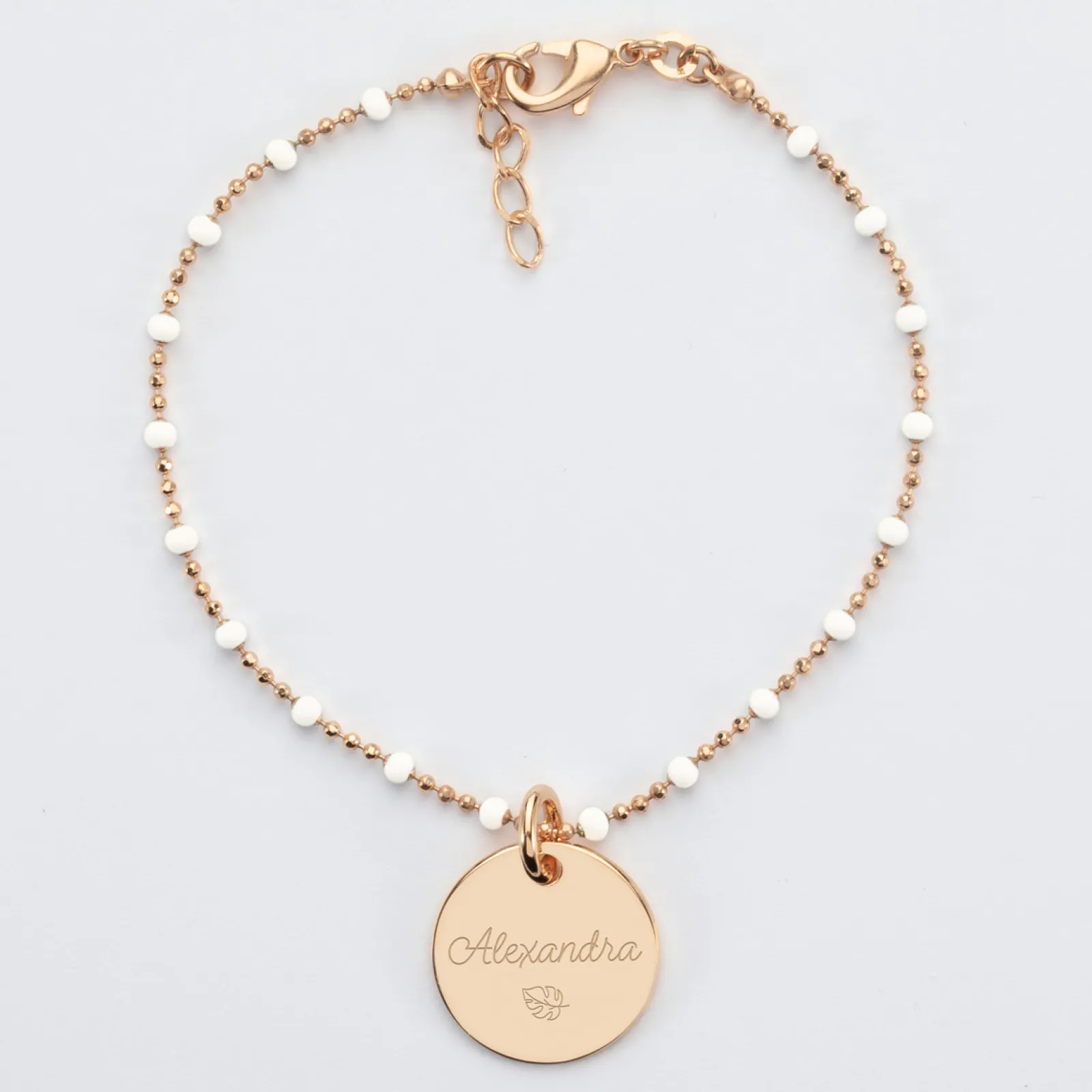 Hot HappyBulle Bracelet perles colorées personnalisé médaille gravée plaqué or 15 mm
