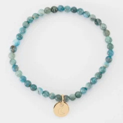 Outlet HappyBulle Bracelet perles élastique personnalisé médaille gravée plaqué or ronde 10 mm Plaqué or 18k