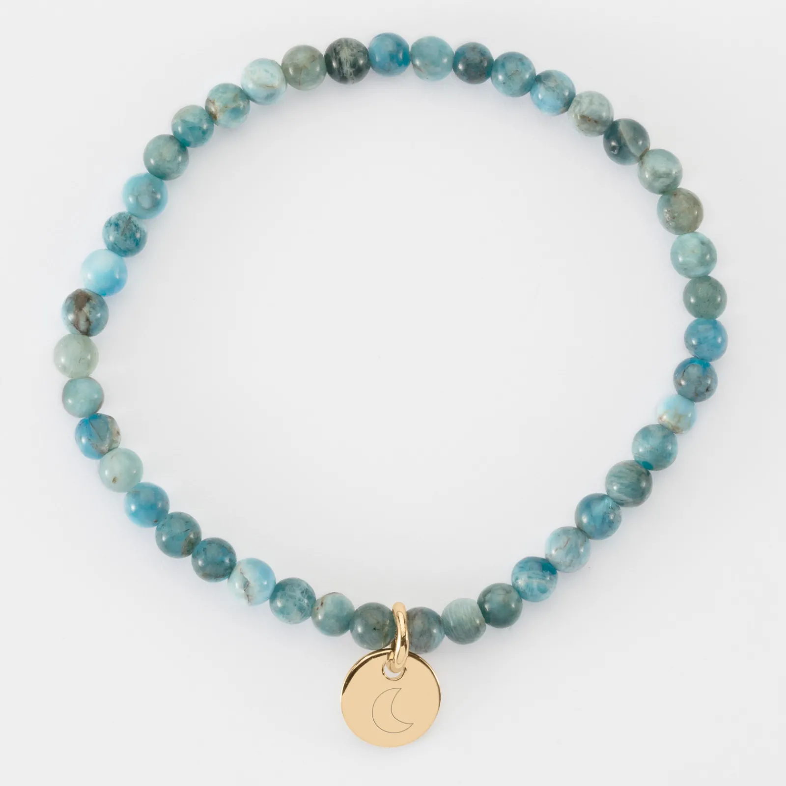 Outlet HappyBulle Bracelet perles élastique personnalisé médaille gravée plaqué or ronde 10 mm Plaqué or 18k