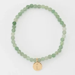 Outlet HappyBulle Bracelet perles élastique personnalisé médaille gravée plaqué or ronde 10 mm Plaqué or 18k