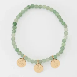 Outlet HappyBulle Bracelet perles élastique personnalisé médaille gravée plaqué or ronde 10 mm Plaqué or 18k