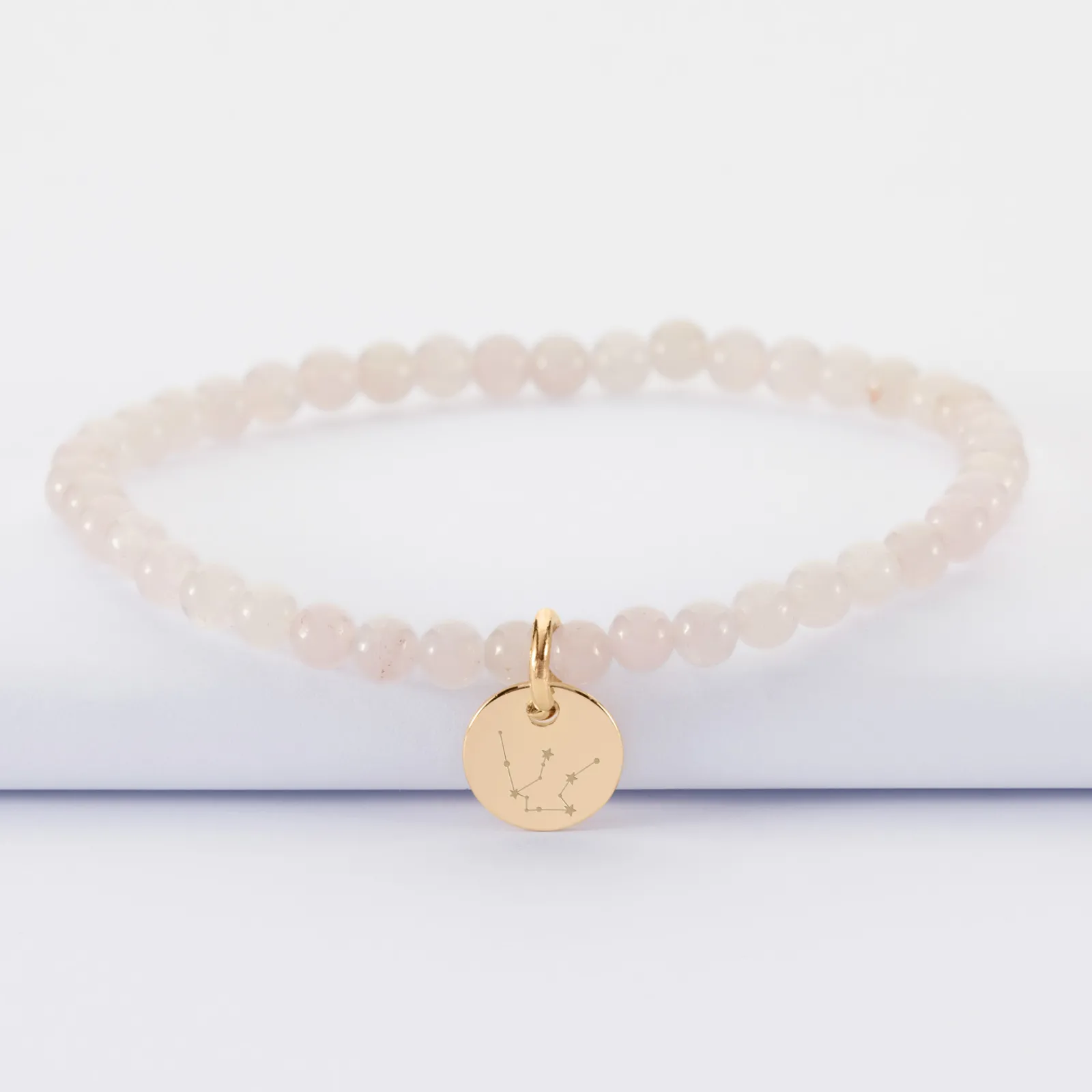 Outlet HappyBulle Bracelet perles élastique personnalisé médaille gravée plaqué or ronde 10 mm Plaqué or 18k