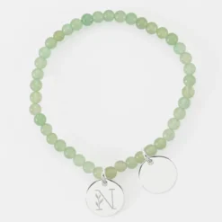 Online HappyBulle Bracelet perles élastique personnalisé médaille gravée argent ronde 15 mm Argent rhodié 925