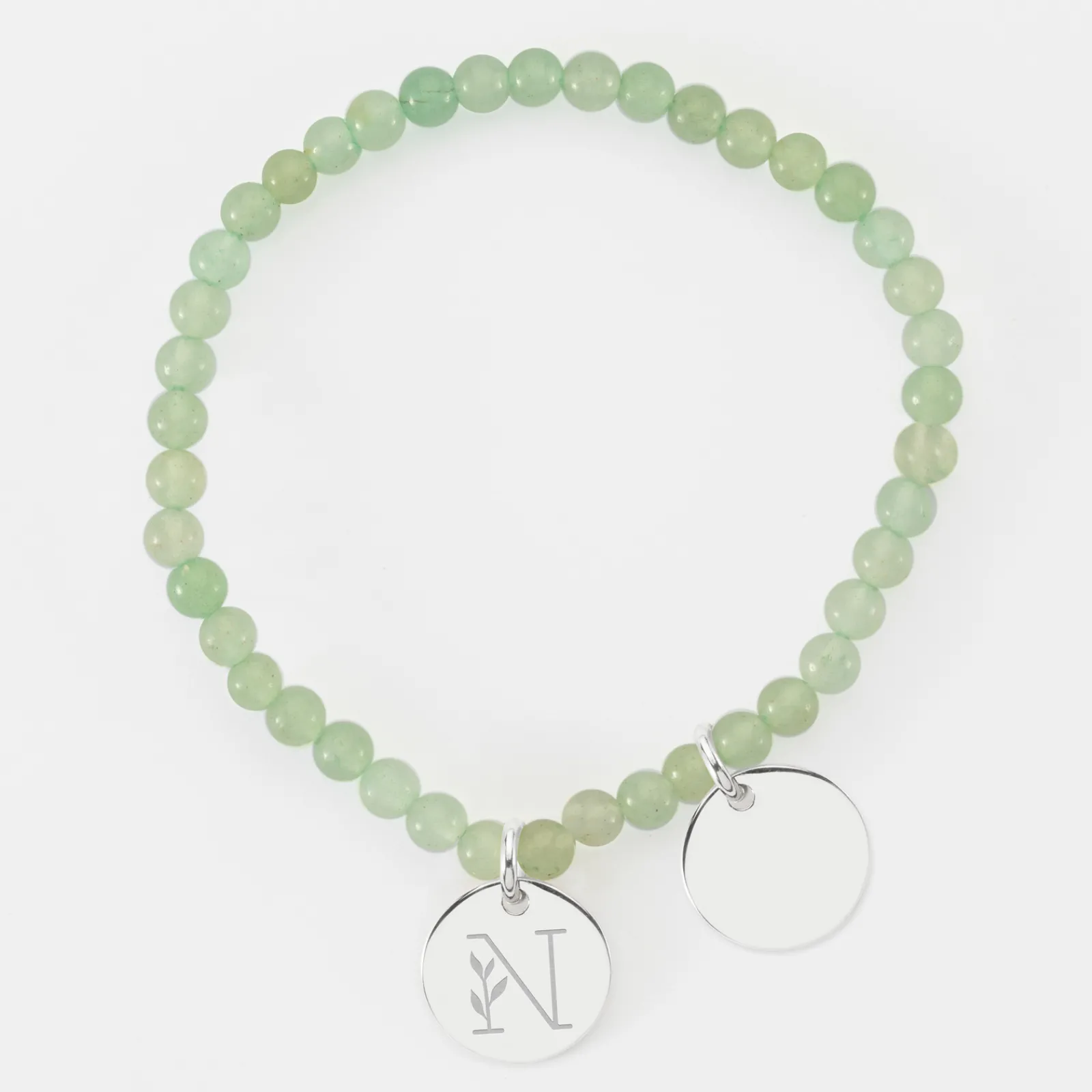 Online HappyBulle Bracelet perles élastique personnalisé médaille gravée argent ronde 15 mm Argent rhodié 925