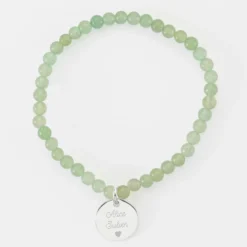Online HappyBulle Bracelet perles élastique personnalisé médaille gravée argent ronde 15 mm Argent rhodié 925