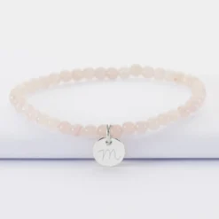 Online HappyBulle Bracelet perles élastique personnalisé médaille gravée argent ronde 10 mm Argent rhodié 925