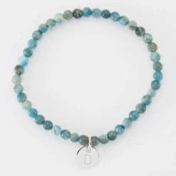 Online HappyBulle Bracelet perles élastique personnalisé médaille gravée argent ronde 10 mm Argent rhodié 925